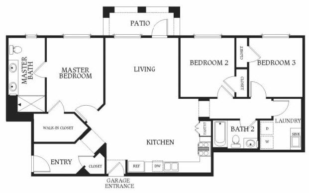 3 x 2c Floorplan 3 x 2c Floorplan at Union Place, CA, 92870